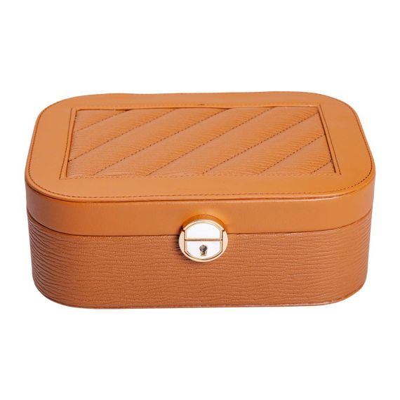 Шкатулка для украшений из эко кожи 2 яруса с замком органайзер для ювелирных изделий HP-5-1BR | Зображення 4