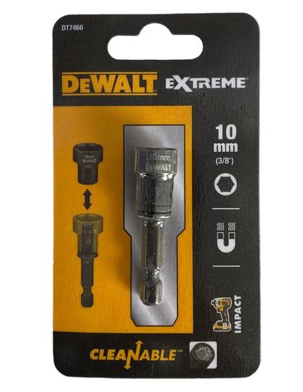 Головка торцева ударна DeWalt EXTREME Impact магнітна шестигранна для видалення металевої стружки 1/4" 10 мм (DT7466)