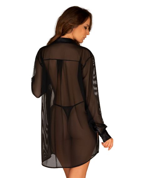 Сексуальний халат-сорочка Obsessive Stellya babydoll black M/L | Зображення 1