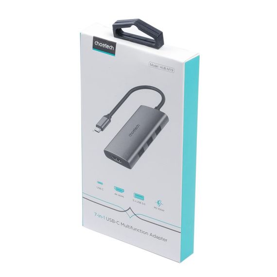 Адаптер Choetech HUB-M19-GY, USB Type-C 7-в-1 | Зображення 7