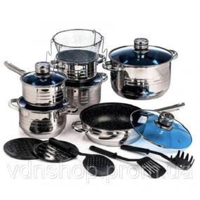 Набор кухонной посуды UNIQUE UN-5039 из нержавеющей стали 19 предметов JV-20