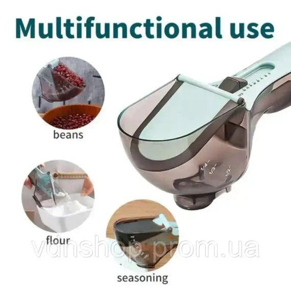 Регульовані пластикові мірні ложки 2 штуки Adjustable measuring spoon | Зображення 4