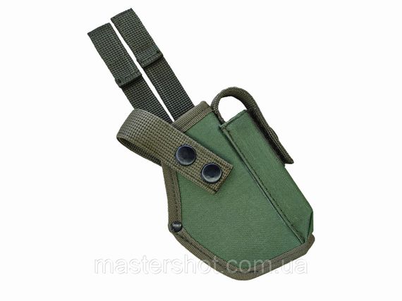 Кобура ПМ на Моллі поясна з чохлом під магазин з фіксацією на системі Molle колір олива (зелений) MS