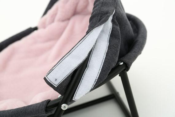 Складаний лежак для домашніх тварин MISOKO Pet bed round plush, 45x45x22 cm, grey and pink | Зображення 3