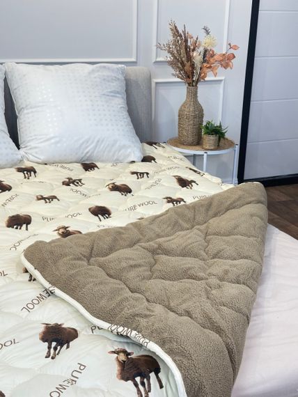 Ковдра двоспальна відкрита двостороння з вовни Arda Pure Wool 21440 175х215 см капучино | Зображення 5