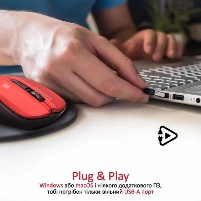Мышка Promate Contour Wireless Red (contour.red) | Зображення 4