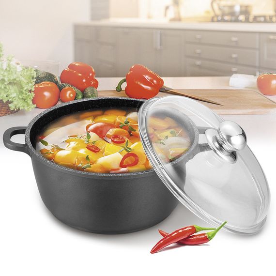 Каструля Maestro MR-4628C, 5.8 л, 26 см, алюмінієва з кришкою та антипригарним покриттям | Зображення 1