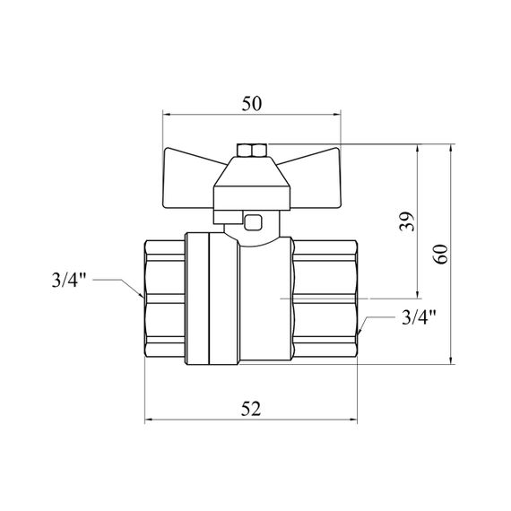 Кран кульовий для газу Valves 3/4" ВВ PN30 жовтий метелик, нікельований | Зображення 1