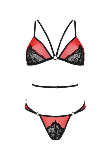 Комплект білизни Passion PEONIA SET S/M red, бра, трусики | Зображення 2