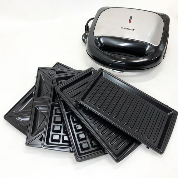 Сендвічниця гриль для дому Rainberg, Гриль для вафель настільні, Мультимейкер сендвічниця EX-60 | Зображення 7