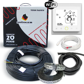 Комплект тепла підлога Shtoller Ecotherm + термостат програмований з Wi-Fi. Нагрівальний кабель універсальний 40 м / 800 Вт / 4 -