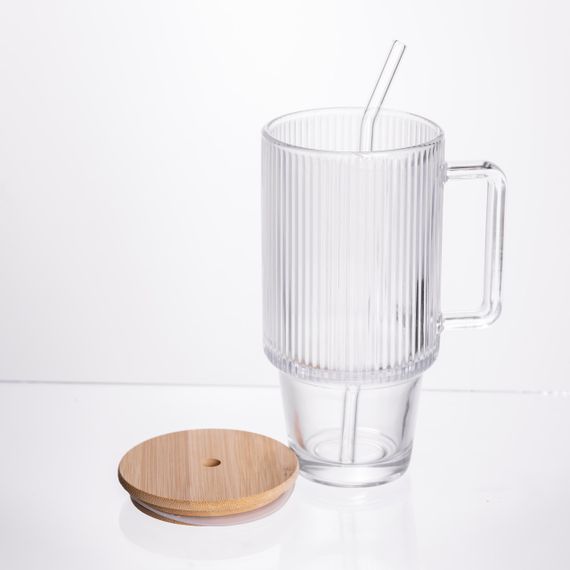 Кружка скляна з кришкою і трубочкою 750 (мл) HP-19-48 | Зображення 2