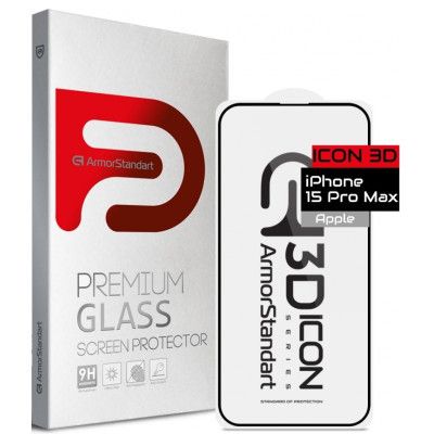 Стекло защитное Armorstandart Icon 3D Apple iPhone 15 Pro Max Black (ARM68216)