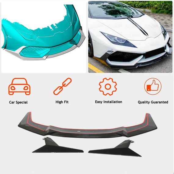 Накладка на передний бампер Lip V1 (Dry Carbon) для Lamborghini Huracan 2014- гг | Зображення 2