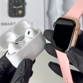Комплект Basic T55 - Air Pro 2 / Smart Watch / 2 ремінці (Рожевий)