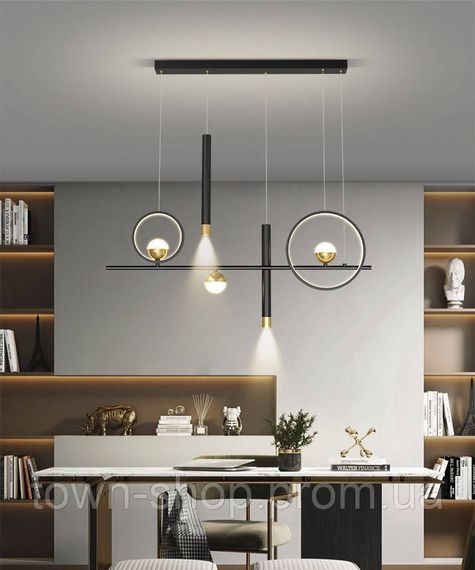 Люстра потолочная LED C19/1000-k Черный 35-110х10х100 см. | Зображення 1