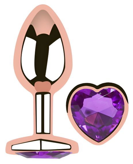 Анальна пробка з кристалом EGZO - Rose Gold Heart Plug Purple size M Sex Aura | Зображення 1