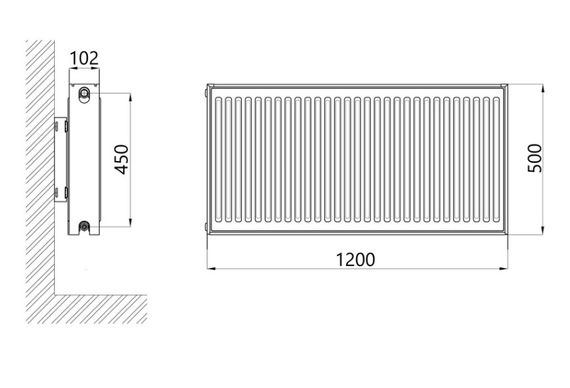 Радіатор сталевий Thermo Alliance IMAS 22 тип 500x1200 мм бічне підключення (TAI225001200K) | Зображення 1