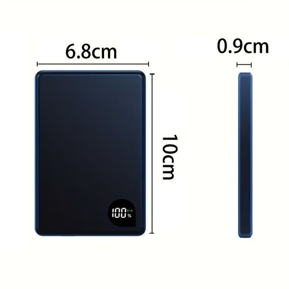 Магнітний бездротовий повербанк 5000 mAh MagSafe 15 W, портативний тонкий павербанк 0,9 см, Сірий | Зображення 1