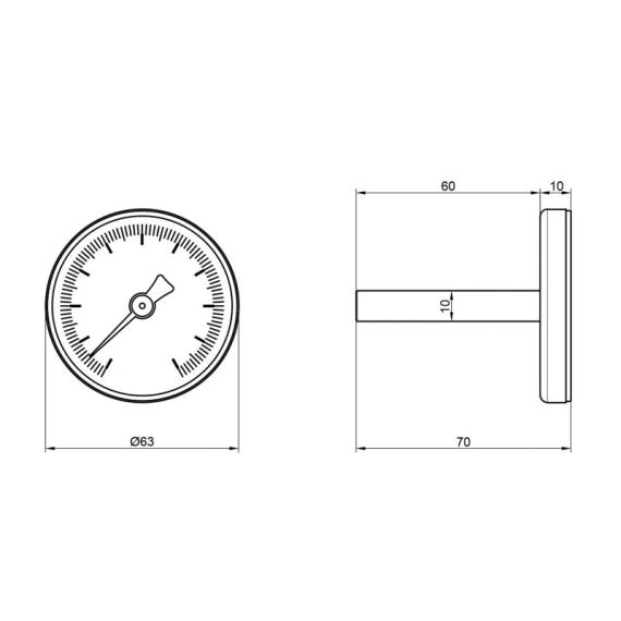 Термометр Thermo Alliance Standart 120 °C 63 мм 1/2", заднє під'єднання SD17450MM | Зображення 1