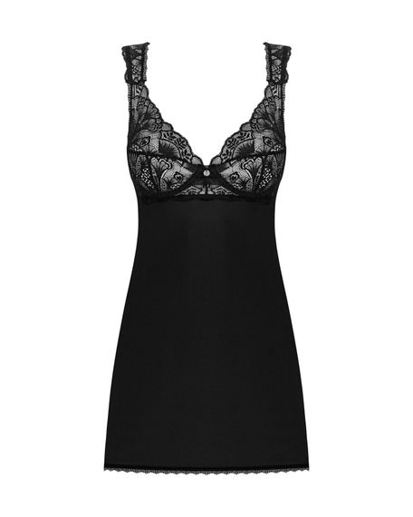 Сорочка бебі-дол з мереживом на грудях Obsessive Donna Dream babydoll XS/S Black, стрінги | Зображення 2