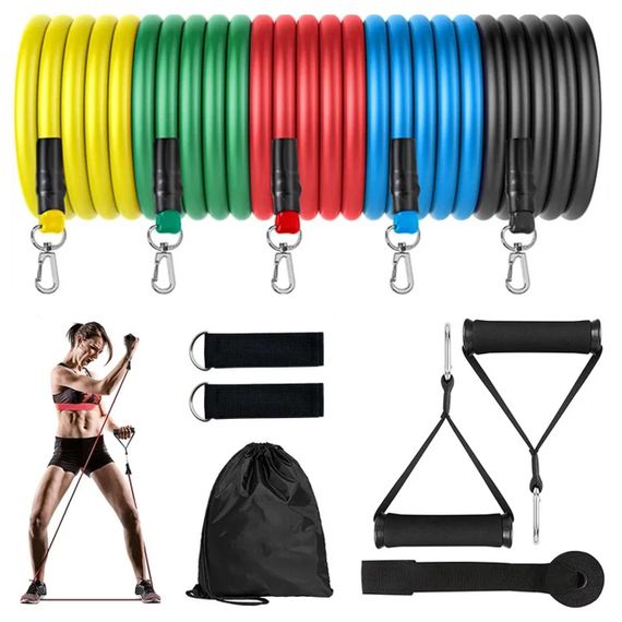 Набір трубчастих еспандерів для фітнесу та вправ 5 шт / Комплект гумових джгутів для спорту / Еспандери