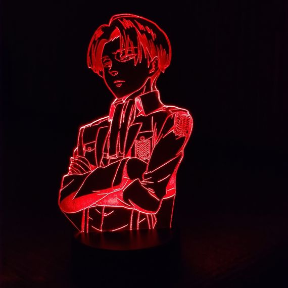 Акриловий світильник-нічник Леві Акерман (Levi Ackerman) червоний tty-n000358