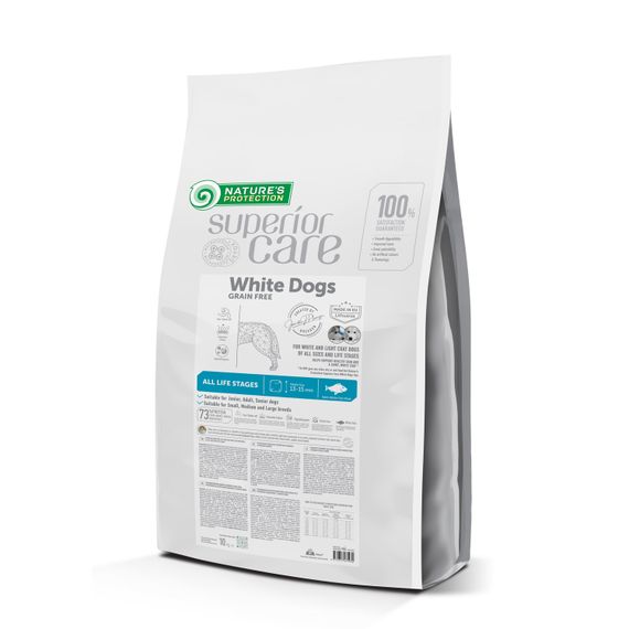 Корм Nature's Protection Superior Care White Dogs Grain Free White Fish All Sizes and Life Stages сухий із білою рибою для собак із білою вовною на всіх стадіях життя 17 кг