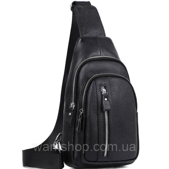 Чоловіча сумка-слінг шкіряна на одне плече TM-72460 чорна