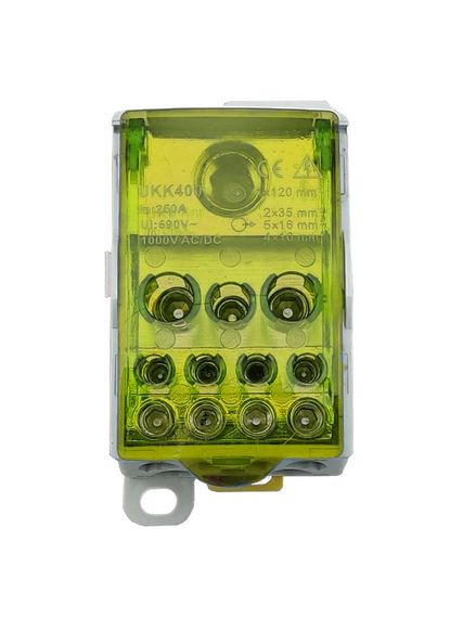 Розподільчий блок на DIN-рейку РБД400A жовтий Ny95504705