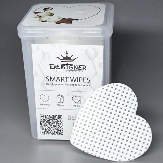 Безворсові серветки Designer (сердечка) в боксі (200шт) білі
