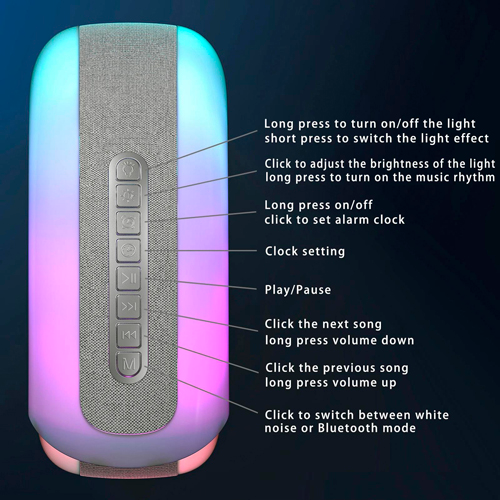Акумуляторний настільний світильник RGB з годинником і будильником N70, Bluetooth колонка, 5 Вт | Зображення 2