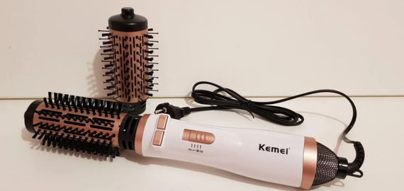 Фен - щетка стайлер Kemei KM-8020 розчіска для укладки і завивання волосся з насадками | Зображення 7