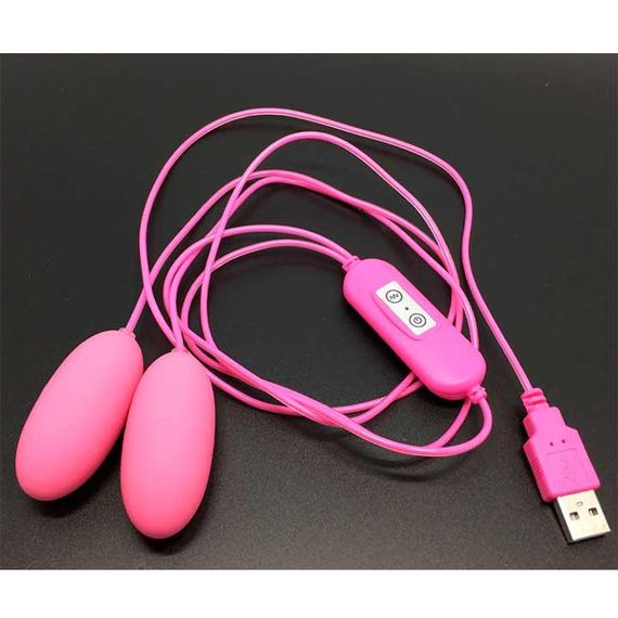 Подвійне віброяйце з USB-проводом фіолетовий | Зображення 2