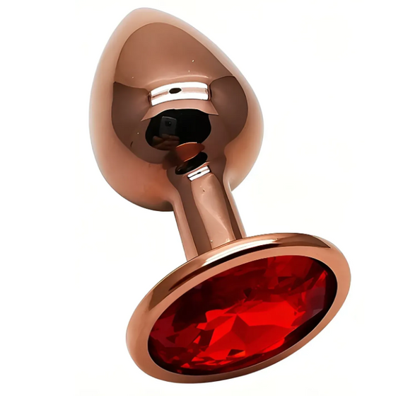Анальна пробка з кристалом EGZO — Dark Gold Round Plug Red, розмір S Sex Aura | Зображення 1