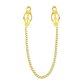 Затискачі для сосків з ланцюжком Feral Feelings – Clover nipple clamps, золото/білий