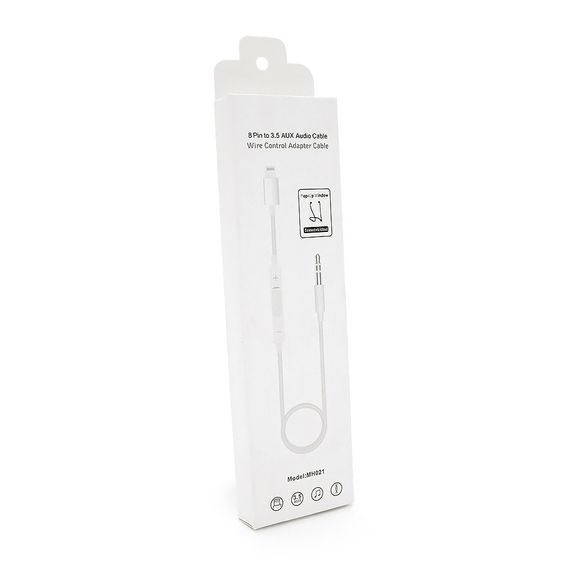 Кабель-перехідник MH021 Jack 3.5mm(M) => Lighting(M), 1м, White, Box | Зображення 1
