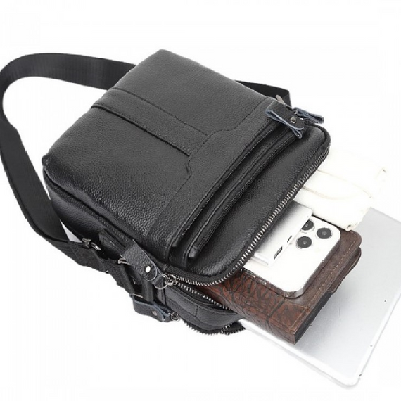 Шкіряна чоловіча чорна сумка-барсетка з ручкою Tiding Bag 73957 | Зображення 5