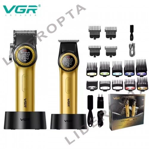 Комплект VGR 2 в 1 V-001 + V-977 Gold – акумуляторна машинка для стрижки clipper та триммер (46286-V-001&V-977 GOLD_3020)