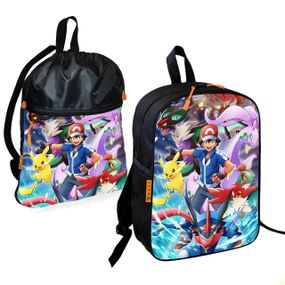 Школьный рюкзак детский Покемон Пикачу + Сумка для обуви спортивной формы рюкзак-мешок  для мальчика (01796)