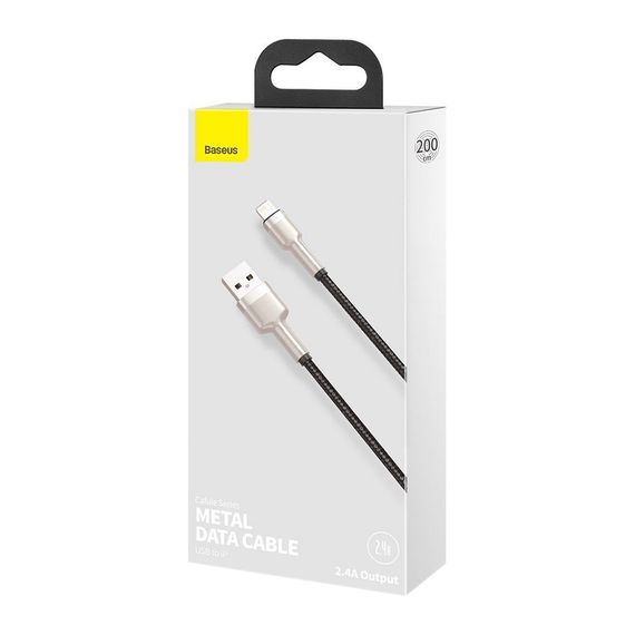 Дата кабель USB 2.0 AM to Lightning 2.0m 2.4A metal black Baseus (CALJK-B01) | Зображення 3