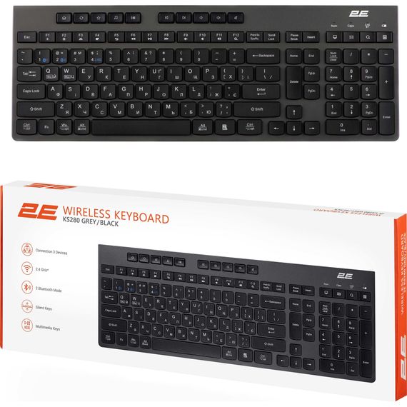 Клавіатура 2E KS280 Wireless/Bluetooth Black-Gray (2E-KS280WBGR_UA) | Зображення 9