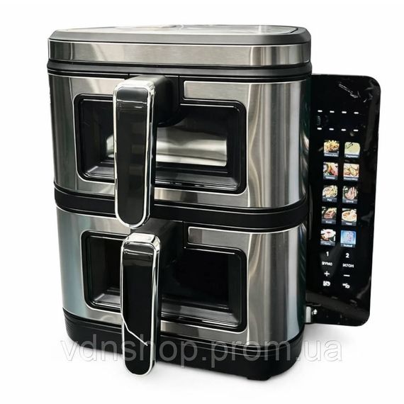 Велика аерофритюрниця 15 л на 2 чаші Rainberg RB-2331 Аерогриль посиленою потужністю 4800Вт з дисплеєм DP-74