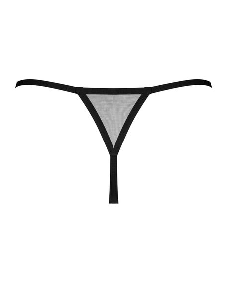 Трусики-стрінги Obsessive Novenes crotchless thong, M/L, сітка, стрепи, прикраса зі стразами | Зображення 3