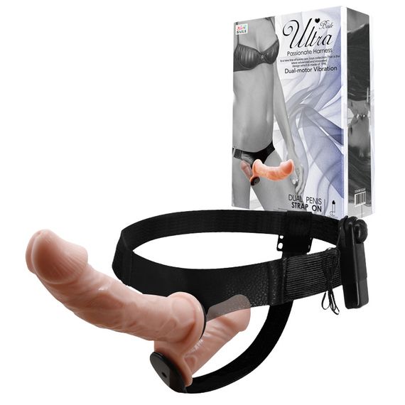 Двойной страпон BAILE ULTRA PASSIONATE HARNESS Dual-motor Vibration Sex Aura | Зображення 1