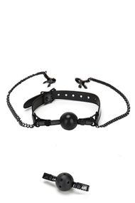 Кляп з зажимами для сосків WHIPSMART DIAMOND BLACK, Черный, Регульований