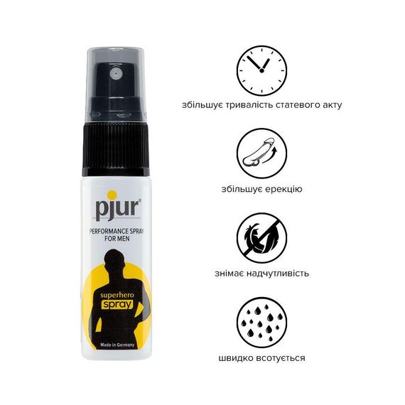 Пролонгувальний спрей pjur Superhero Spray 20 мл, всотується в шкіру, натуральні компоненти Sex Aura | Зображення 1