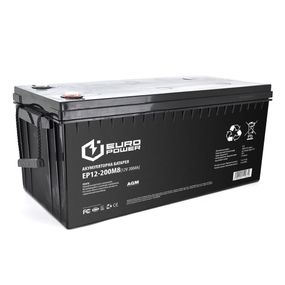 Аккумуляторная батарея EUROPOWER AGM EP12-200M8 12V 200A h (522x240x219) Black