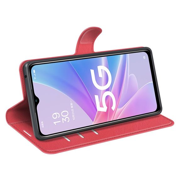Чохол книжка з кишенями для карт на Oppo A38 колір Червоний | Зображення 2