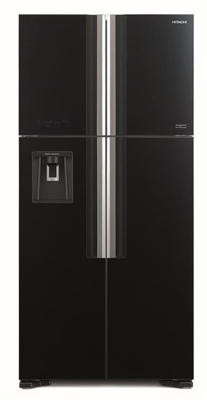 Холодильник із верхньою морозильною камерою HITACHI R-W660PUC7GBK, чорний (скло) (R-W660PUC7GBK)